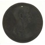 Antique bronze plaque with bust of Cicero, 10cm in diameter