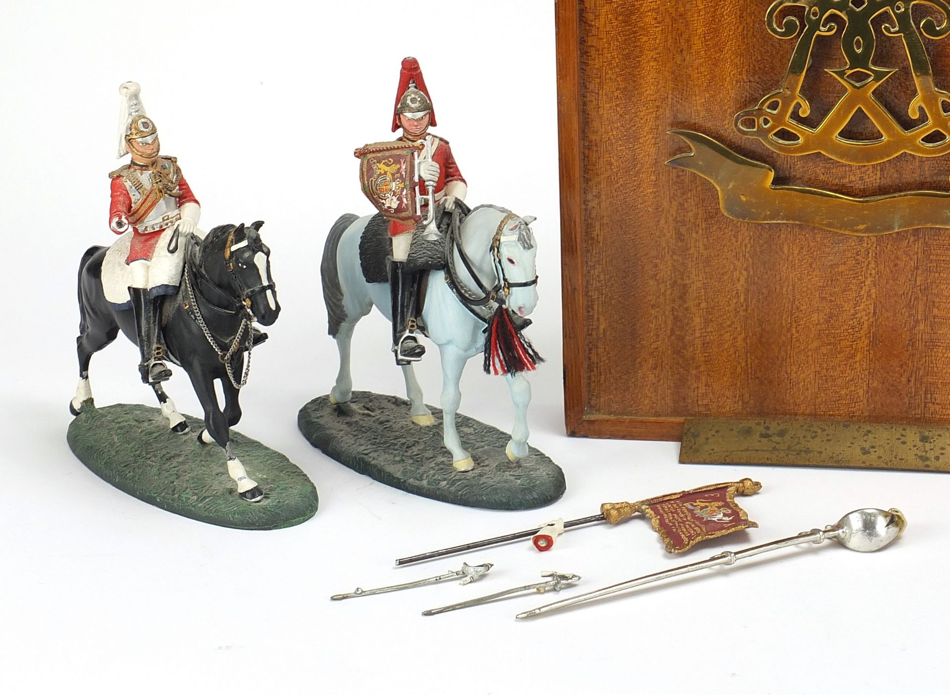 Military interest Life Guard collectables comprising two metal figures of Life Guards on horseback - Image 2 of 7