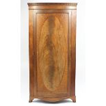 Edwardian mahogany corner hallrobe with Greek key cornice, 194cm H x 96cm W x 60cm D