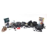 Cameras, binoculars and accessories including vintage Pentax P30, Zenith, Canon ELS 500 and Zenith