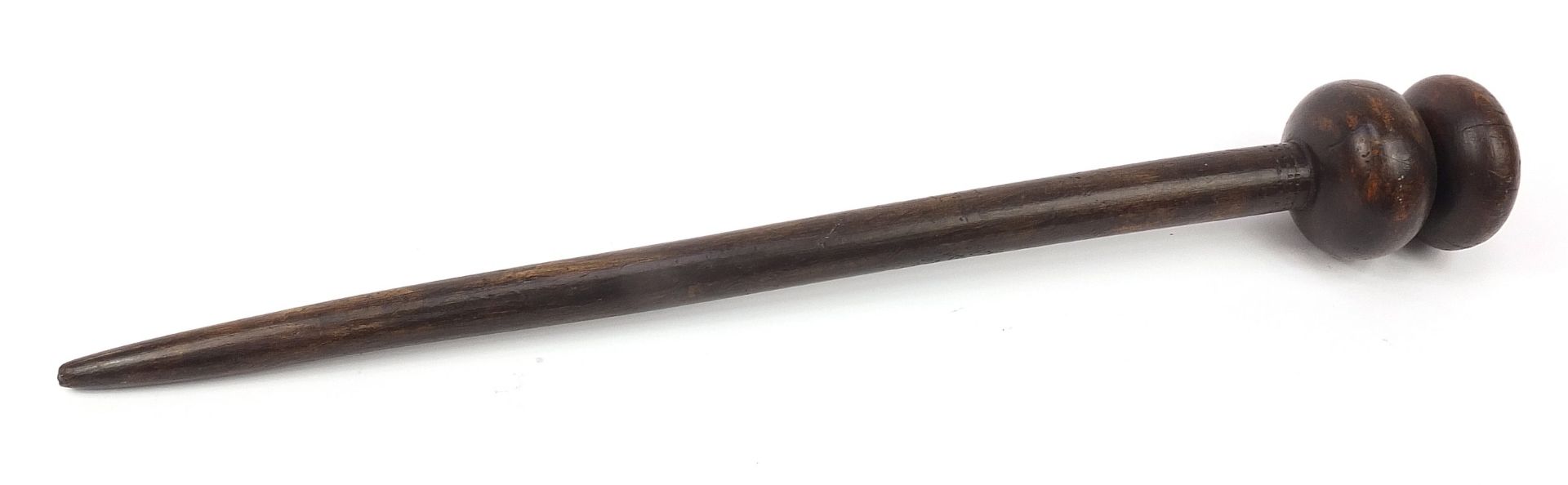 Tribal interest hardwood throwing stick carved with a serpent, 63cm in length