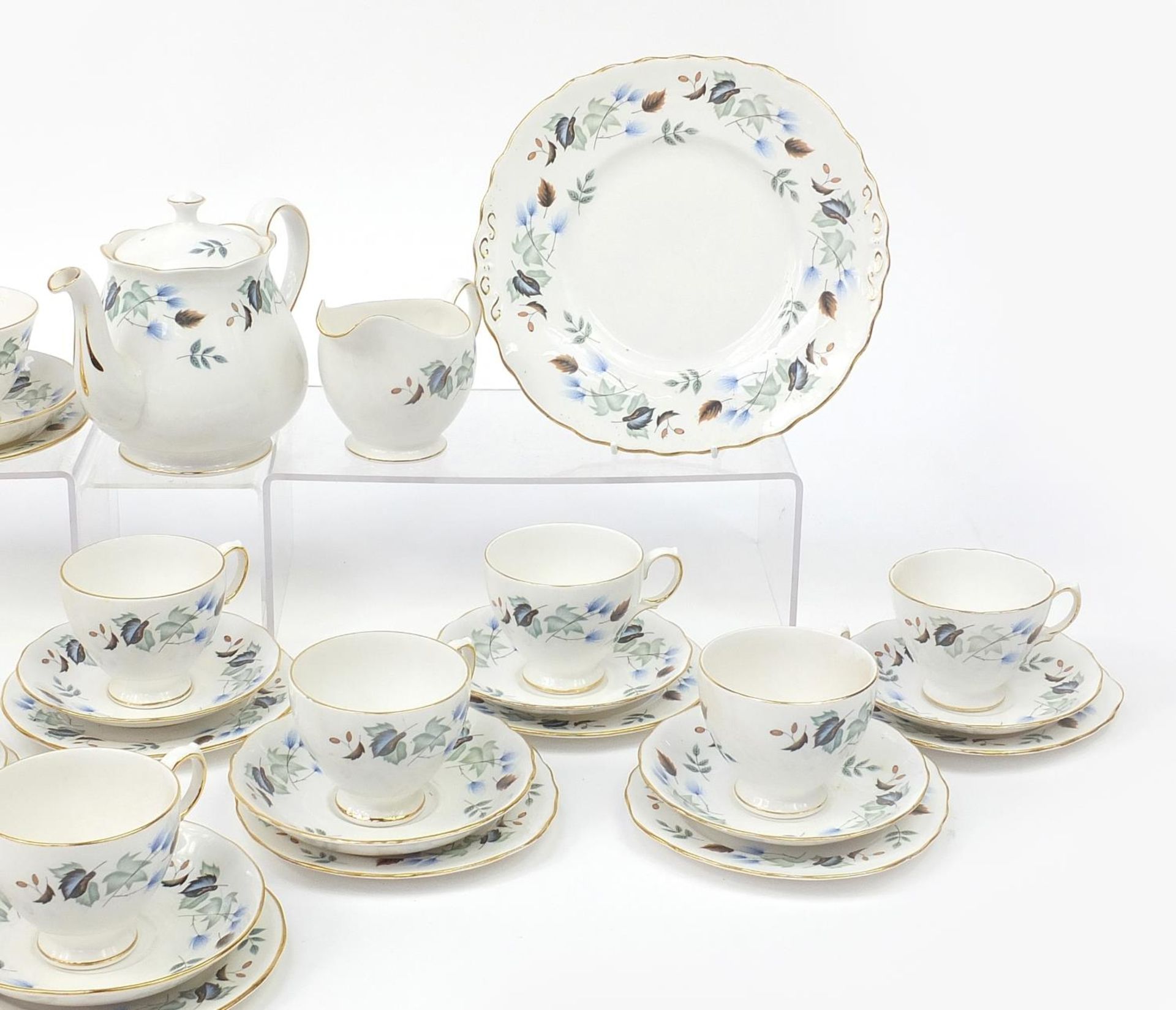 Colclough tea including teapot, sugar bowl and milk jug, the teapot 21cm wide - Image 3 of 4