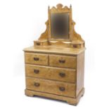 Edwardian walnut dressing table with mirrored back, 152cm H x 92cm W x 47cm D