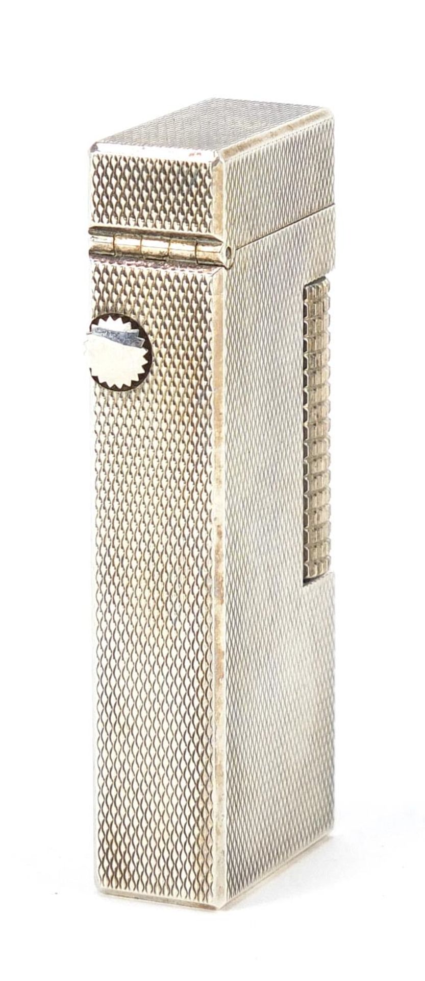 Dunhill, silver plated pocket lighter with engine turned decoration, 6.2cm high - Image 2 of 4