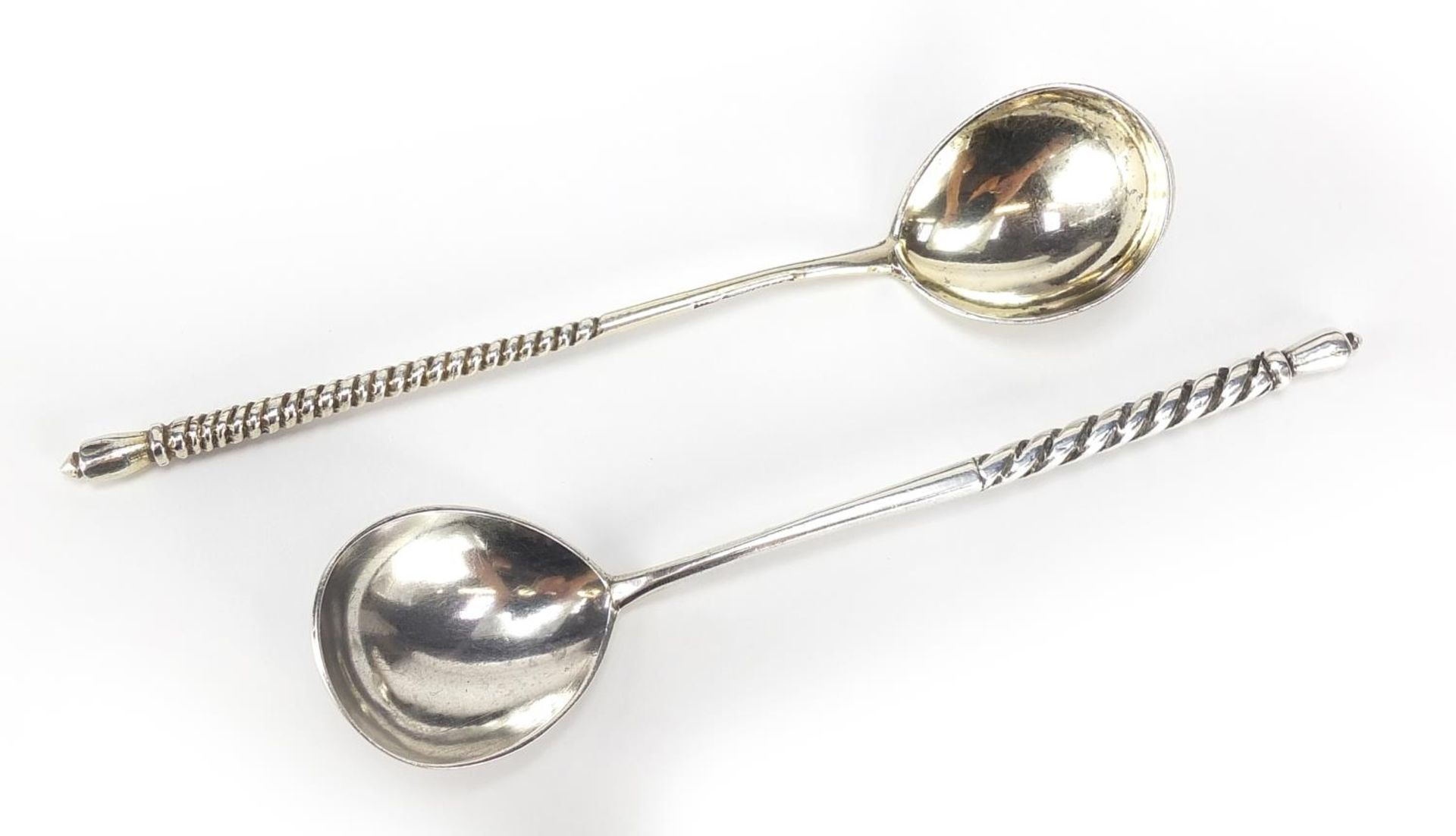 Two Russian silver spoons with engraved decoration, impressed marks for Viktor Vasilyevich Savinsky, - Image 2 of 4