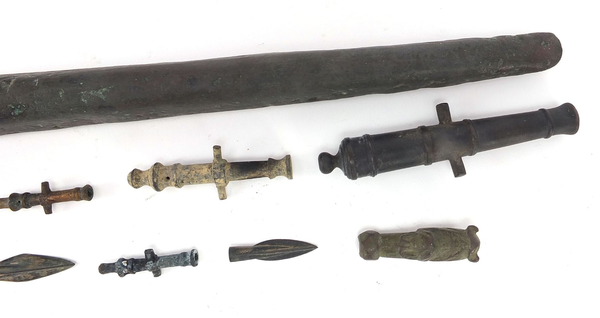 Metal antiquities including spear heads and cannon barrels, the largest 27cm in length - Image 6 of 6