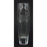 Czechoslovakian cut glass vase etched with the town of Krivoklat, 22cm high