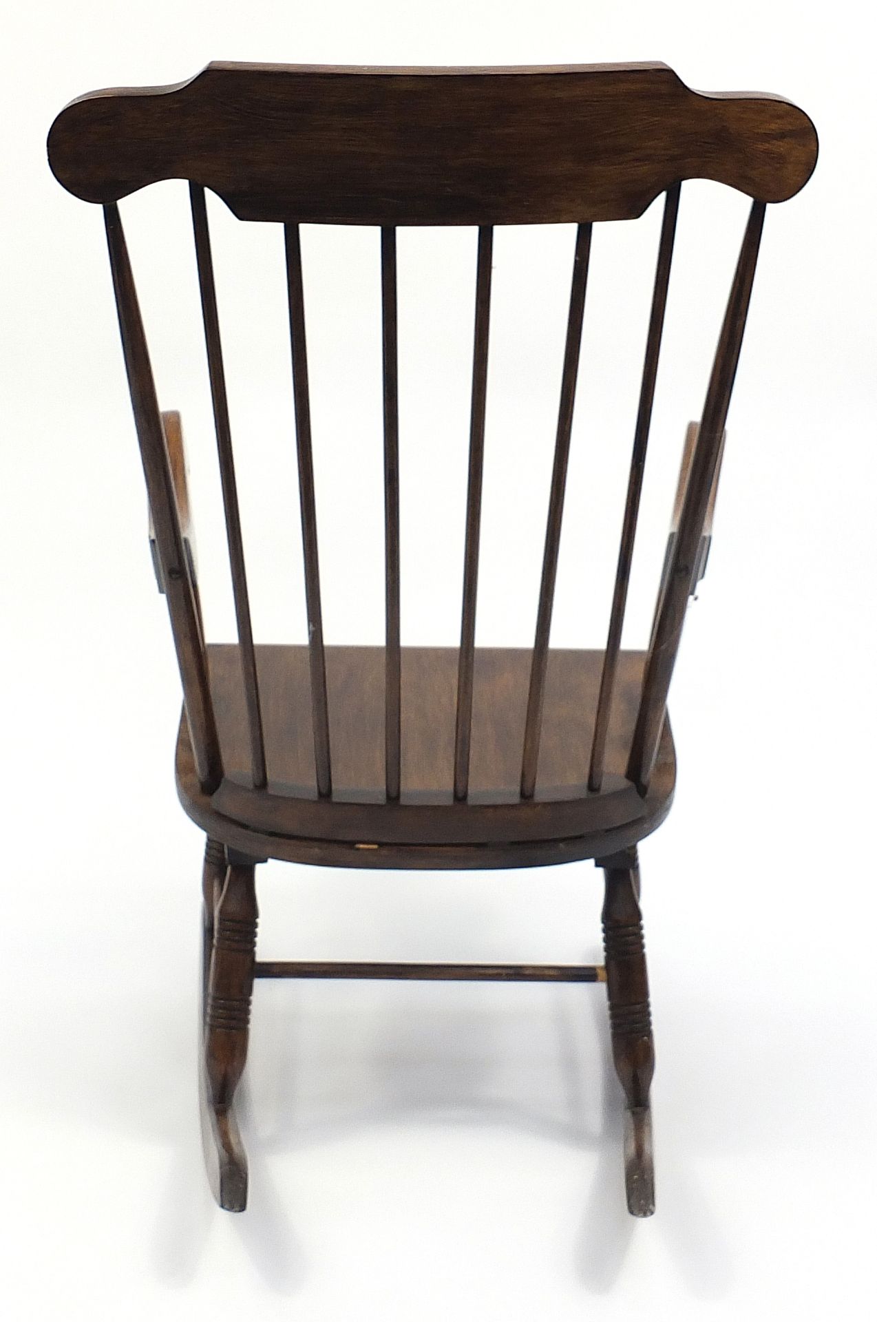 Stained wood stick back rocking chair, 105cm high - Image 3 of 3