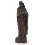 Antique treen carving of Madonna, 18.5cm high