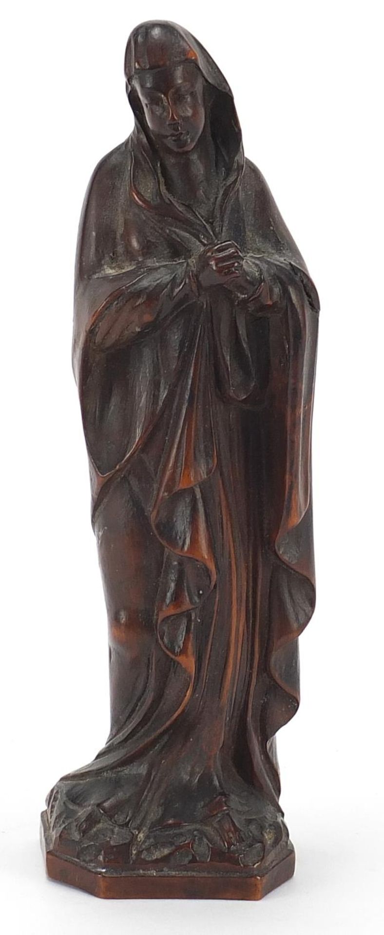 Antique treen carving of Madonna, 18.5cm high