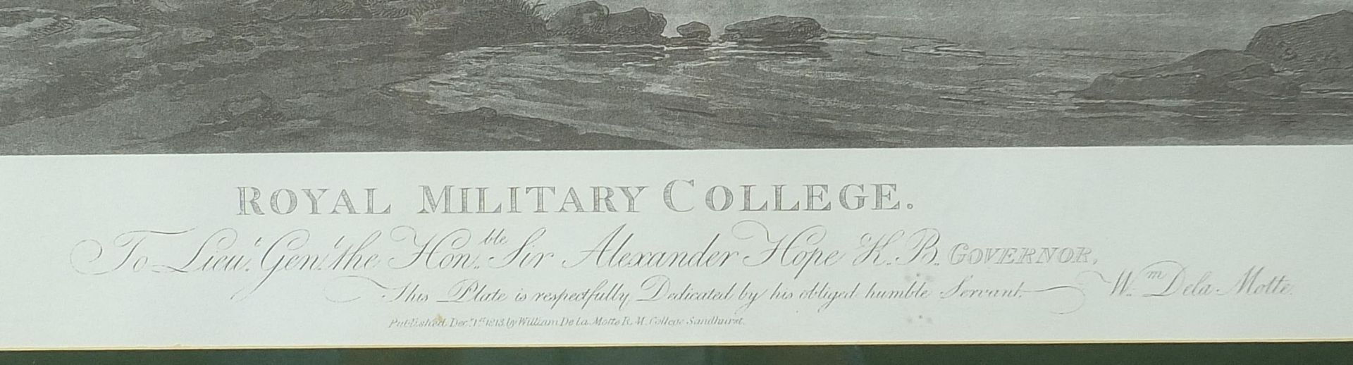 Royal Military College, 19th century print, applied plaque to the mount, mounted, framed and glazed, - Image 3 of 7