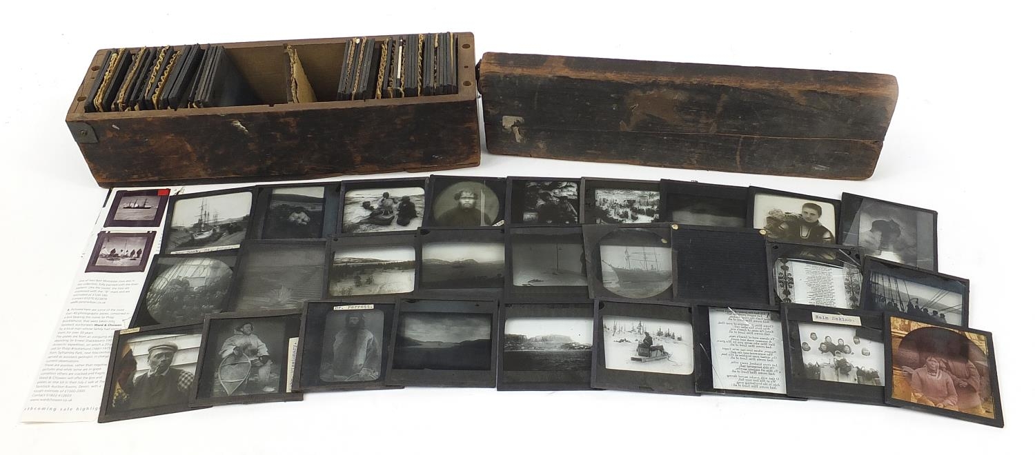 Collection of 19th century glass slides including ships