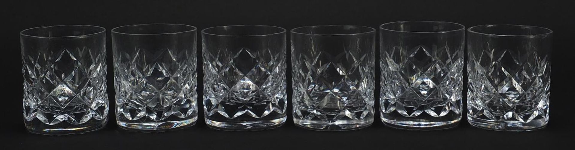 Six lead crystal whiskey tumblers, 8cm high - Image 4 of 6