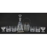 Cut crystal and glass including decanter with four glasses, Asprey & Co ice bucket and a pair of