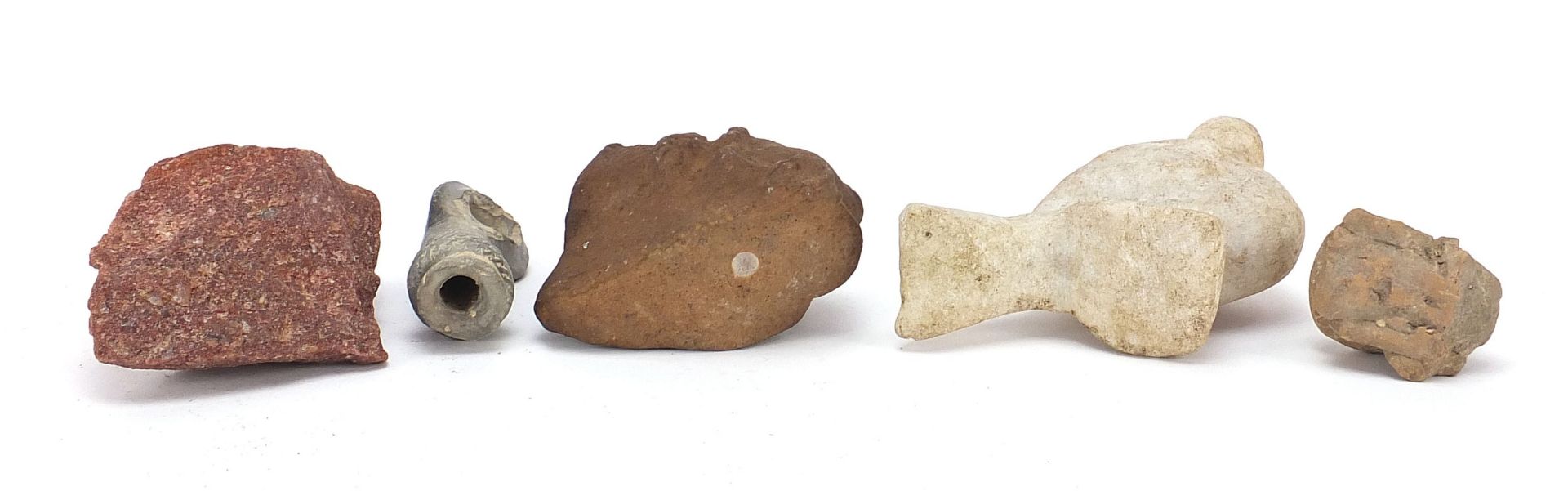 Stone antiquities including a marble carving of a bird and stone fragments, the largest 13cm high - Image 13 of 13