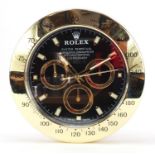 Rolex Daytona design dealer's display wall clock, 34cm in diameter