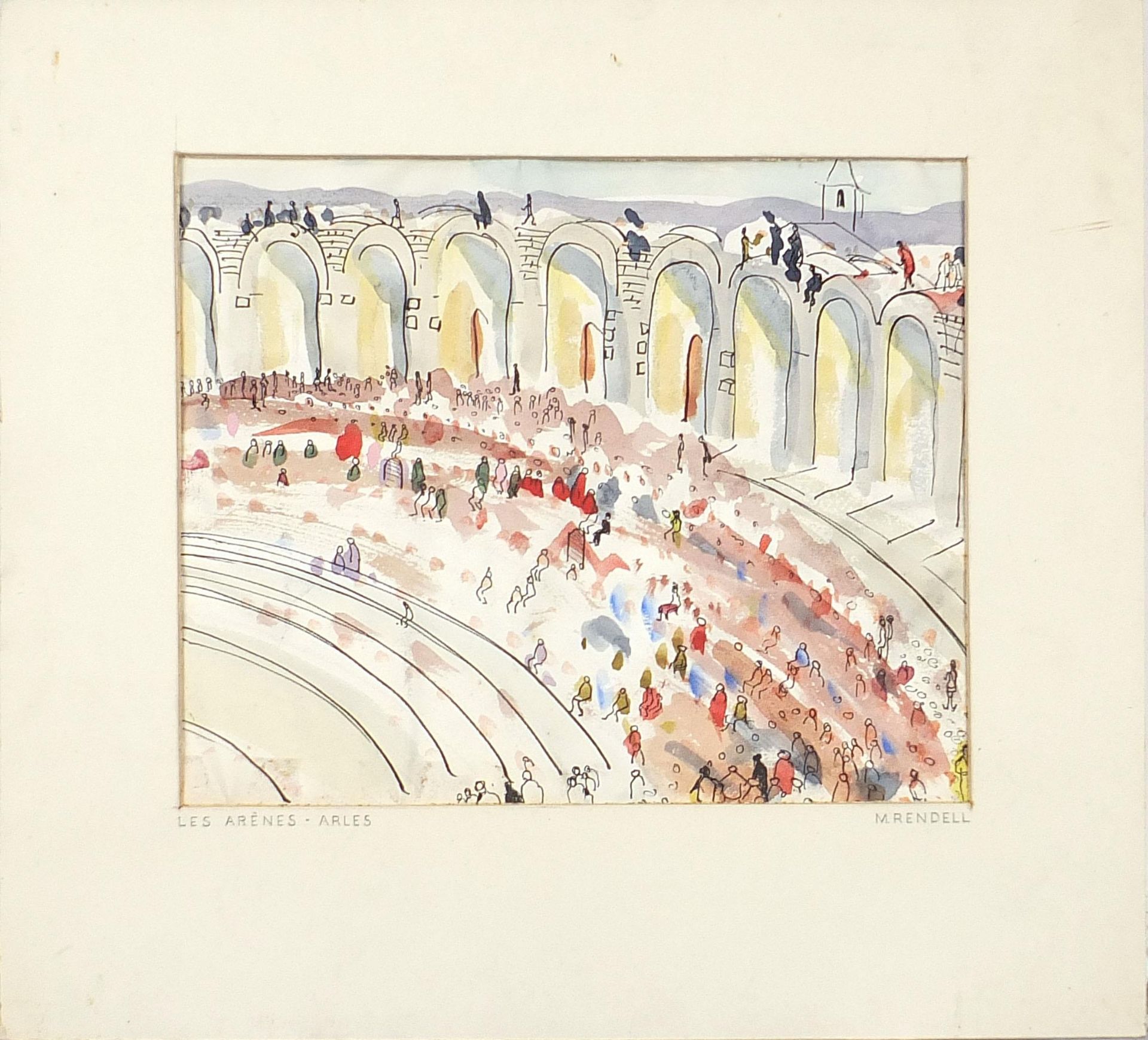 Arles Amphitheatre and birds, two watercolours, one mounted, framed and glazed, one mounted, - Image 3 of 9