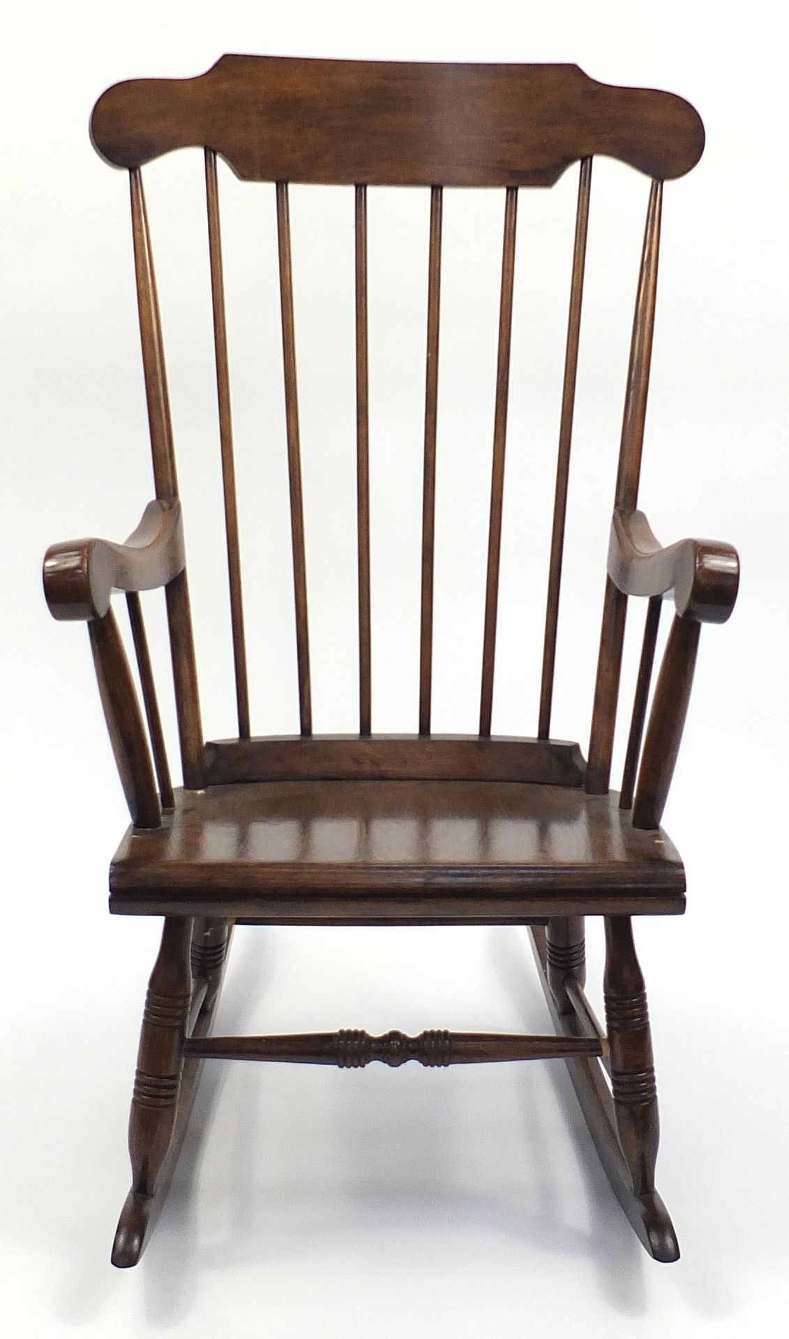 Stained wood stick back rocking chair, 105cm high - Image 2 of 3