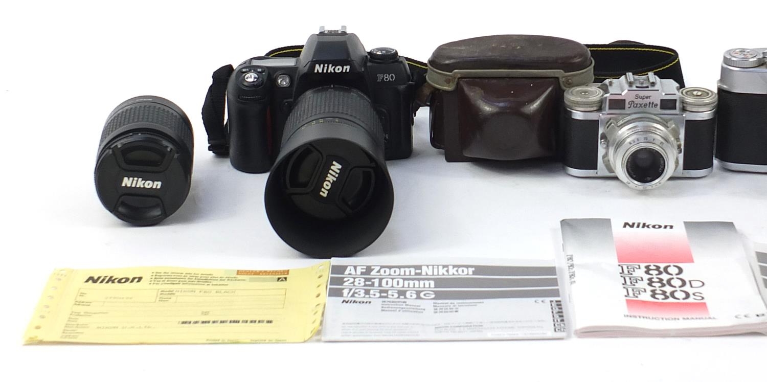 Cameras including Voigtlander Super pack set and Nikon with lenses - Image 2 of 8