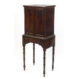 Mahogany five drawer specimen cabinet on stand with frieze drawer, 142cm H x 58cm W x 40cm D