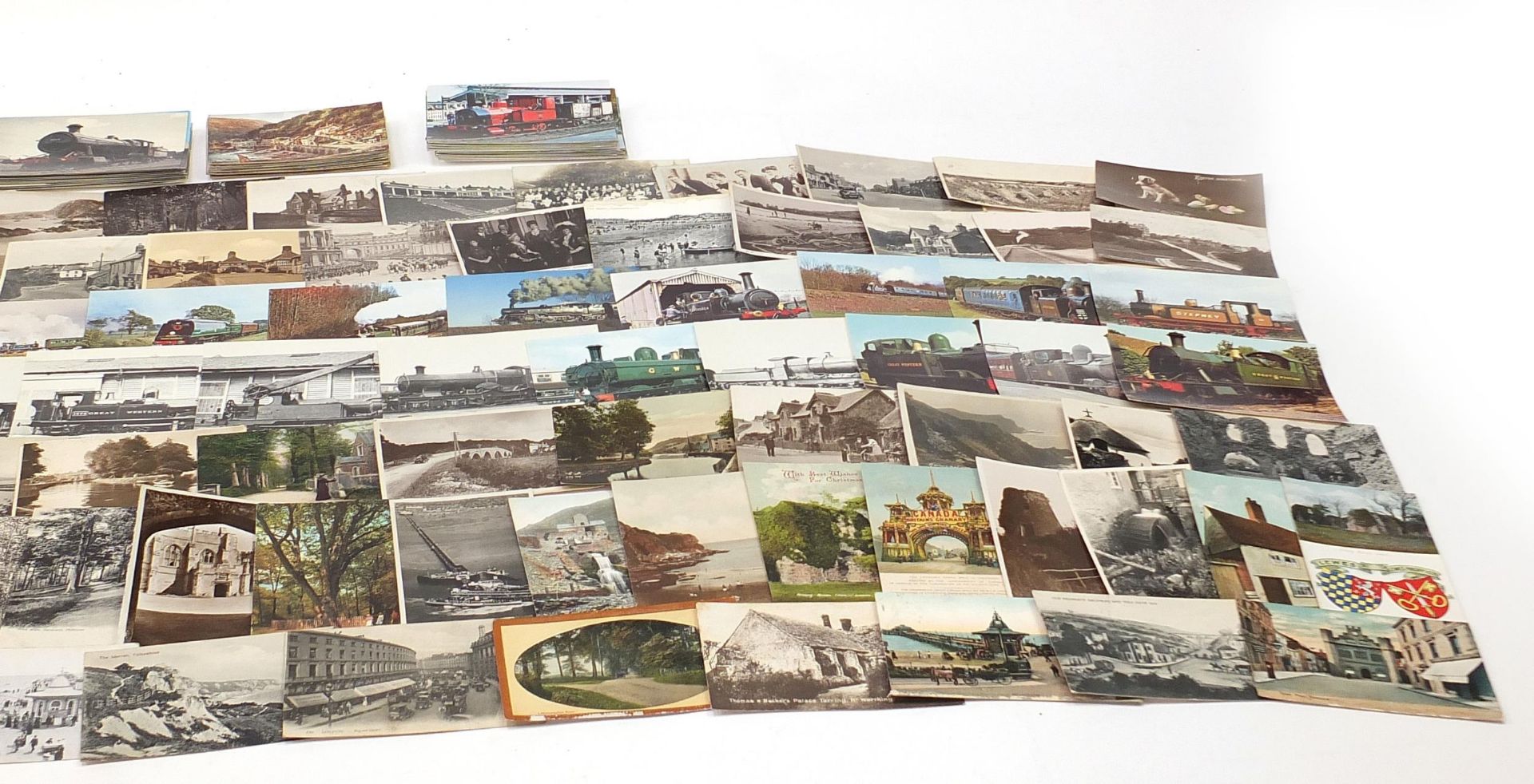 Collection of postcards including steam train locomotives, St Ives, Barnoon Hill and Lewes Priory - Image 4 of 4