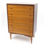 Kandya, mid century five drawer chest, 108cm H x 76cm W x 41cm D