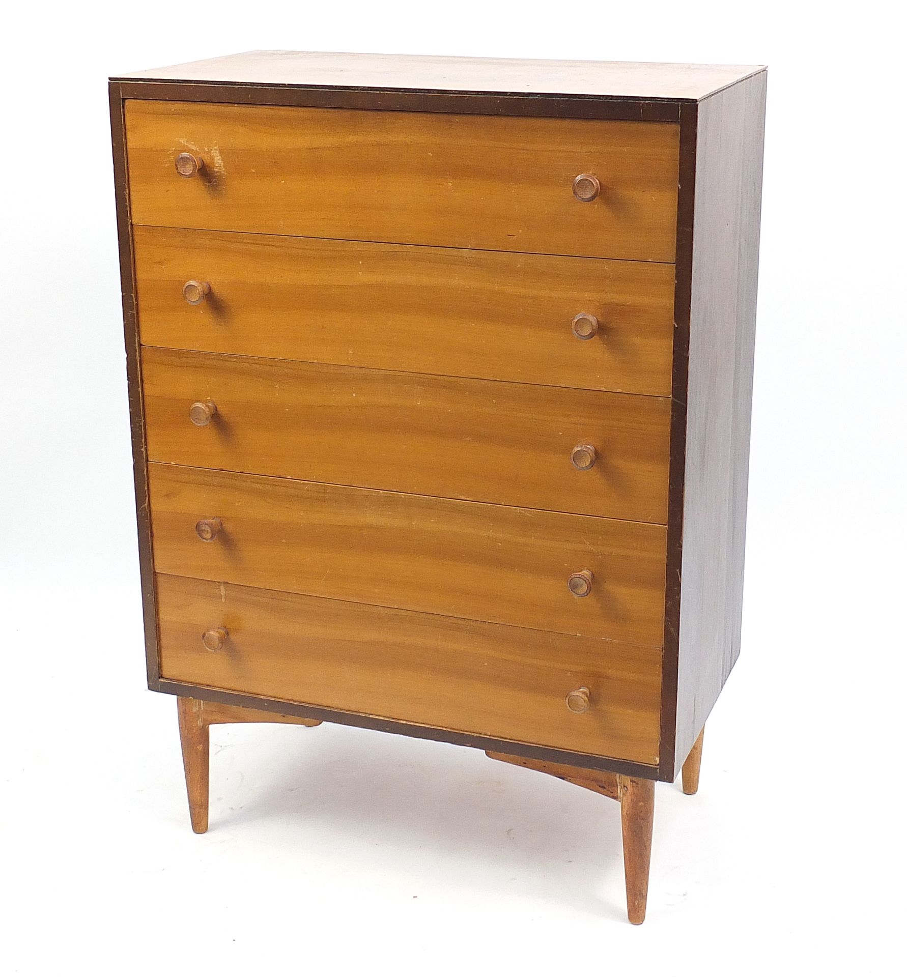 Kandya, mid century five drawer chest, 108cm H x 76cm W x 41cm D