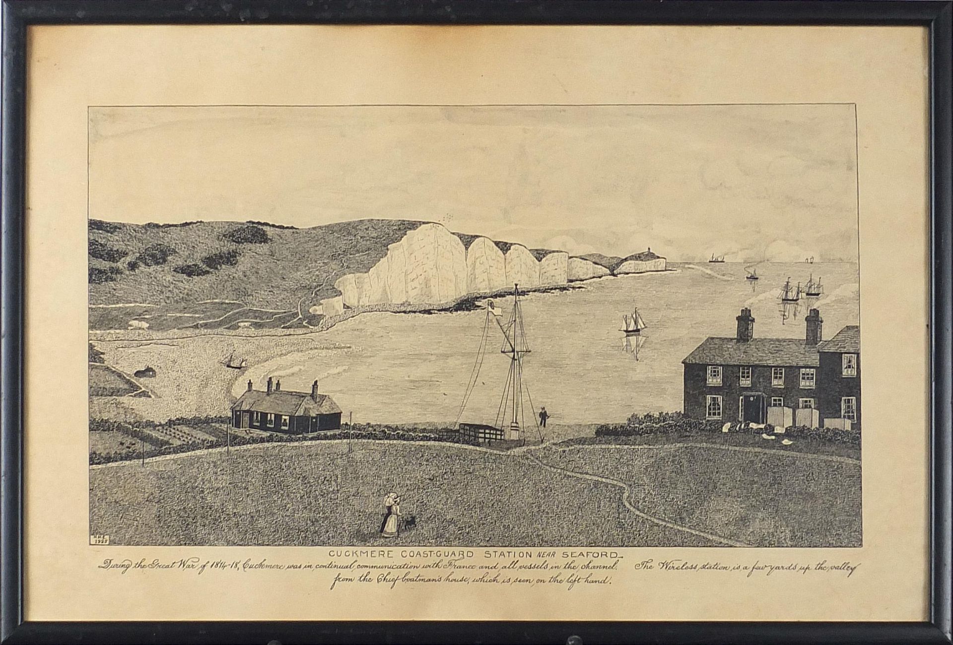 Four antique and later prints including Frankfort, Dieppe and Cuckmere Coastguard station near - Image 24 of 27