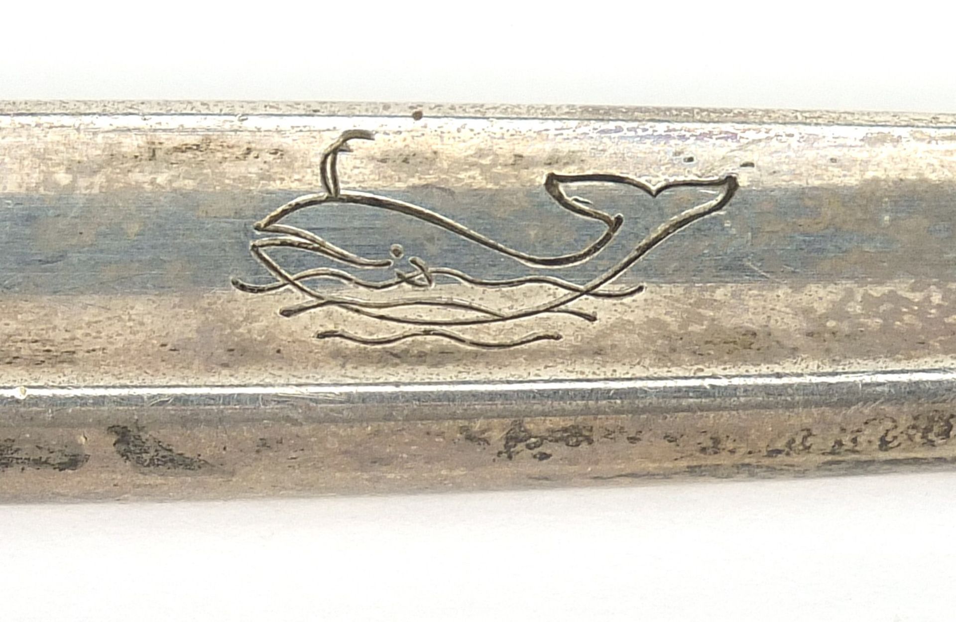Georg Jensen, Danish sterling silver handled bottle opener engraved with a whale, 14cm in length, - Image 3 of 6