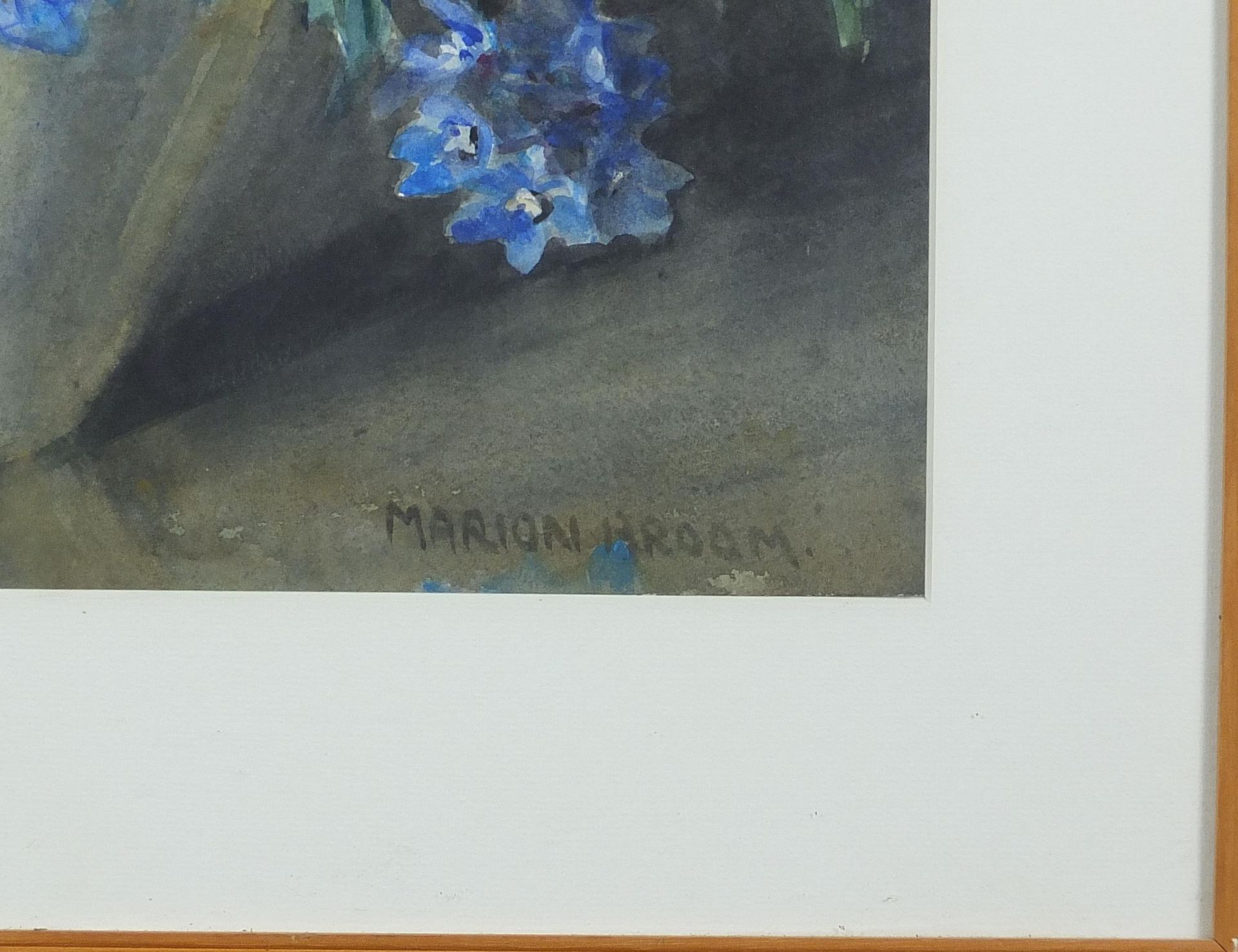 Marion L Broom - Still life flowers in a vase, 20th century watercolour, mounted, framed and glazed, - Image 3 of 5