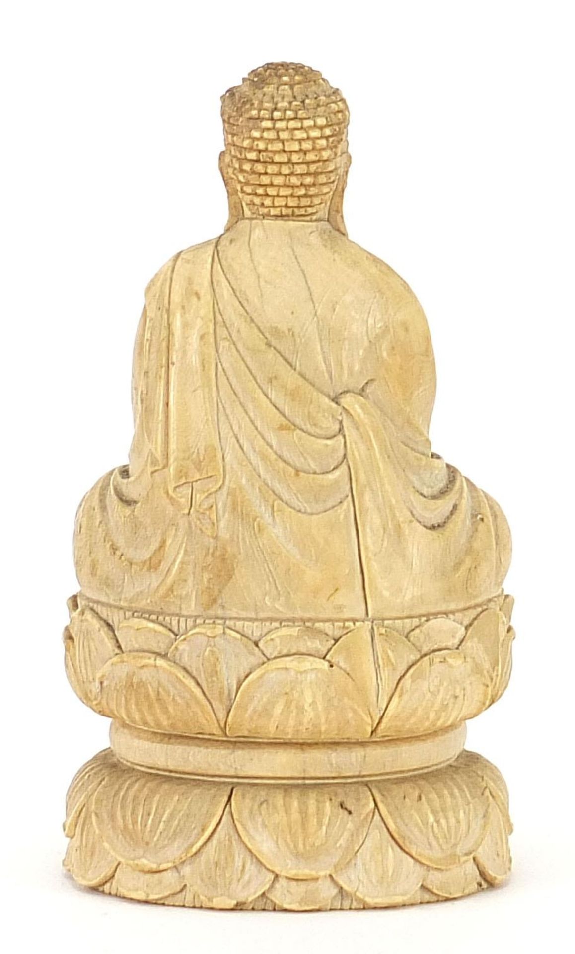 Chinese ivory carving of seated Buddha, character marks to the base, 11cm high - Image 4 of 7