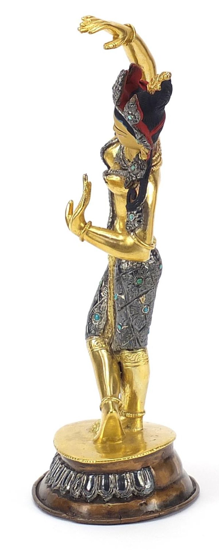 Chino Tibetan gilt bronze figure of dancing deity, 20cm high - Image 5 of 8