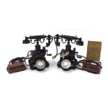 Two early 20th century Ericsson no 16 dial telephones and a Elements of Telephony book, each