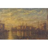 Manner of Canaletto - Venetian canal with gondolas, antique oil on canvas, mounted and framed,