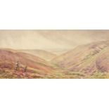 Alice Mary Hobson - Lark Coombe, Exmoor, early 20th watercolour, unframed, 39cm x 19cm