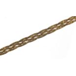 9ct gold flat weave bracelet, 17cm in length, 1.7g