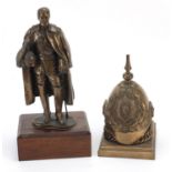 Military interest bronzed Life Guard officer on a wooden base and a bronzed model of a military