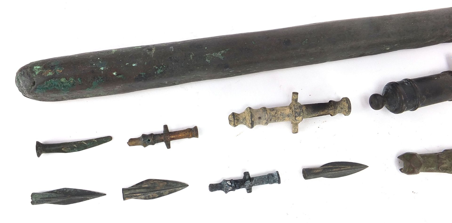 Metal antiquities including spear heads and cannon barrels, the largest 27cm in length - Image 5 of 6