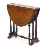 Victorian walnut Sutherland table, 54cm H x 70cm W when open x 53cm D