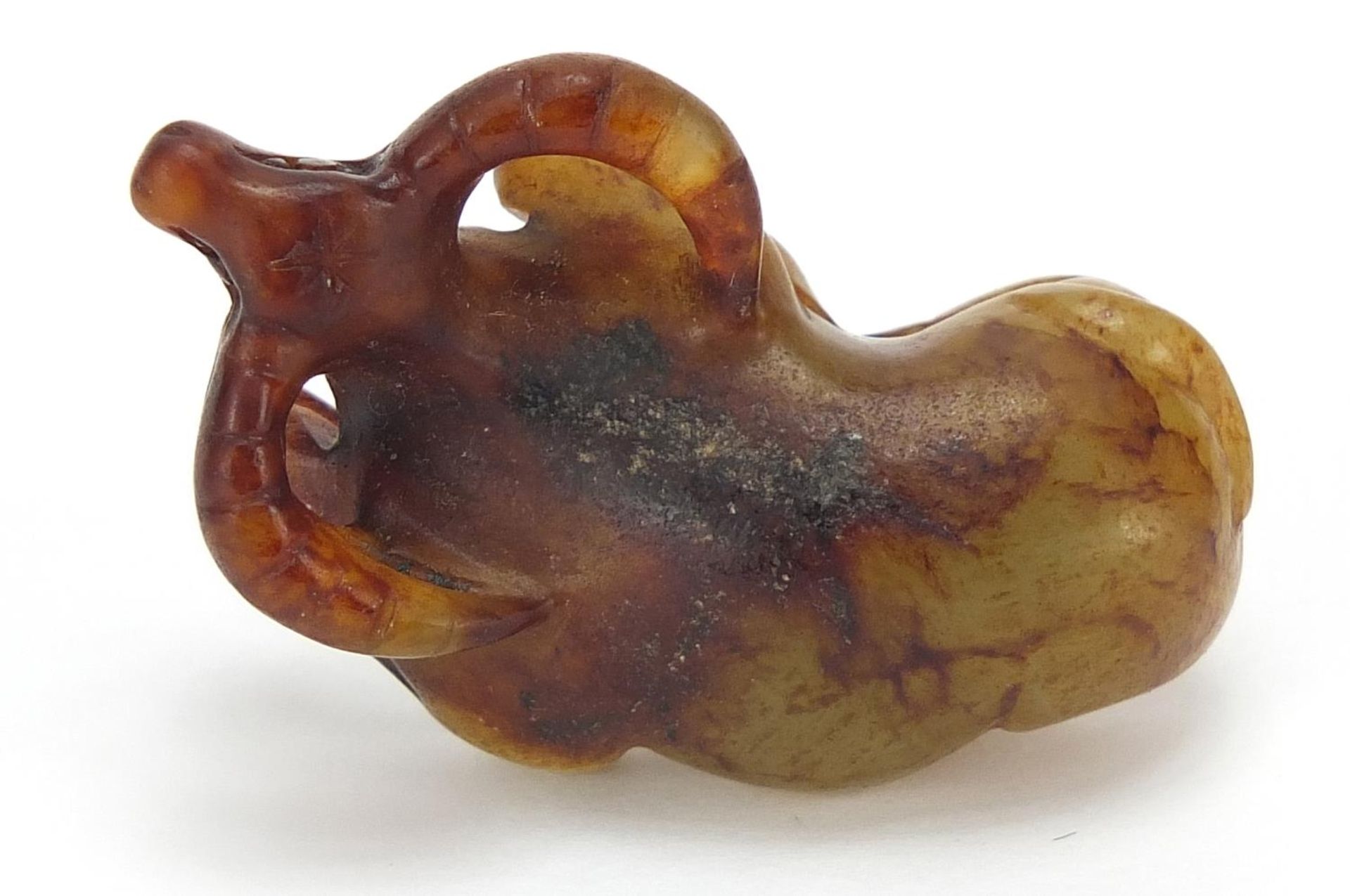 Chinese russet jade carving of a water buffalo, 5cm in length - Image 6 of 7