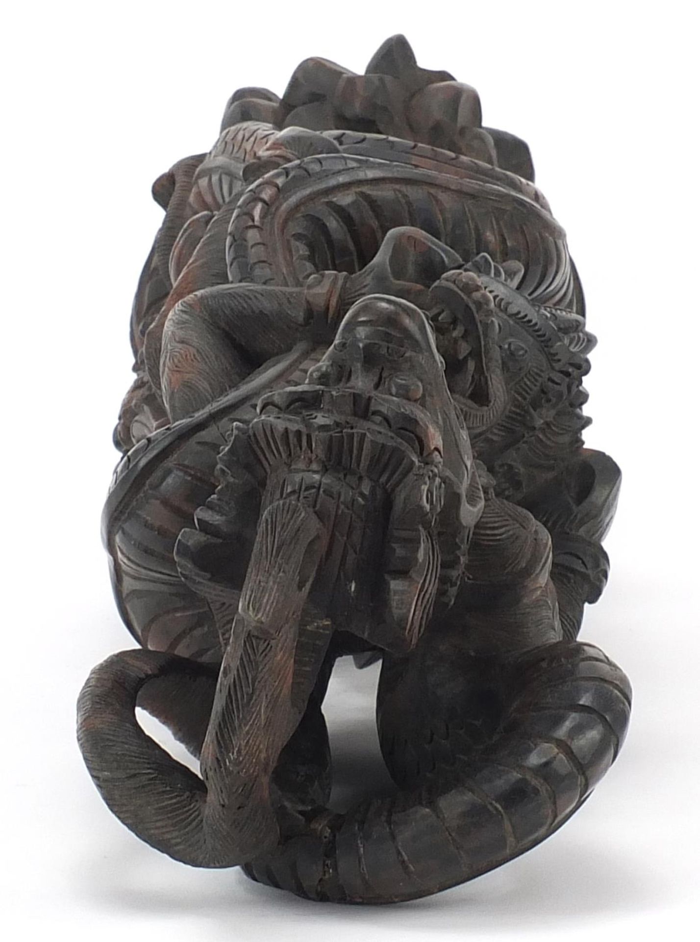 Large Balinese wooden carving of two dragons, 47cm high - Image 7 of 8