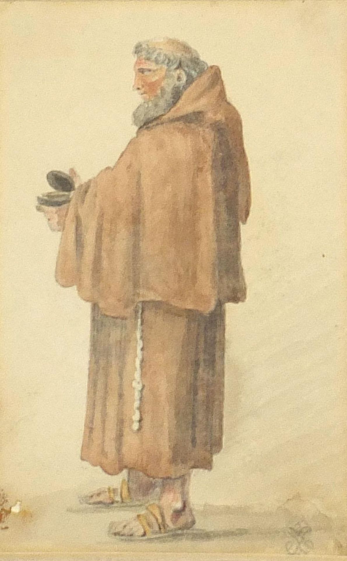 Monks and peasants, five early 19th century Italian watercolours, each indistinctly monogrammed, - Image 19 of 22