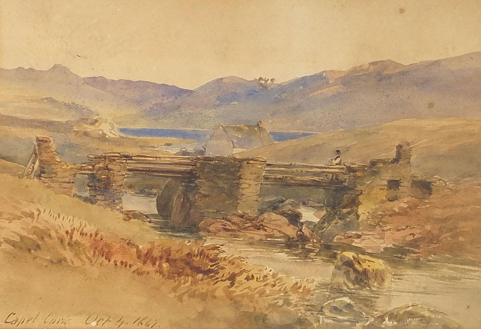 Capel Curig, 19th century Welsh watercolour, mounted, framed and glazed, 31.5cm x 21.5cm excluding
