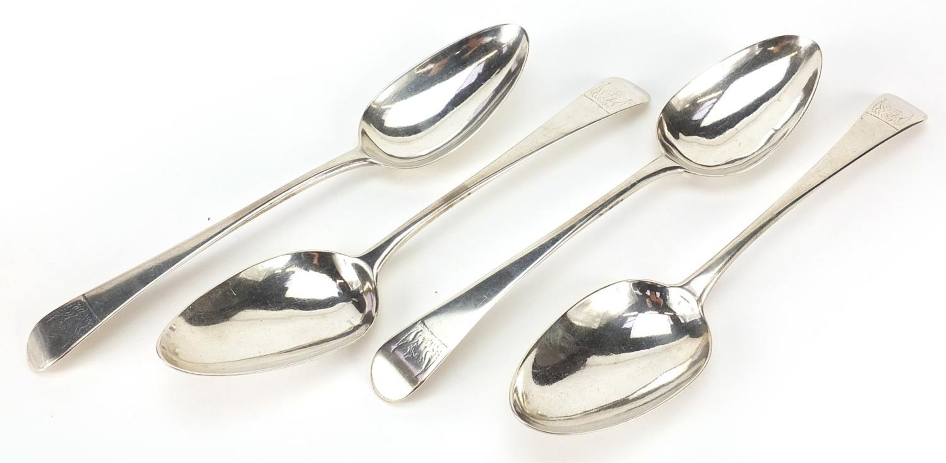 George Smith & William Fearn, set of four George III silver tablespoons, 22.5cm in length, 250.0g