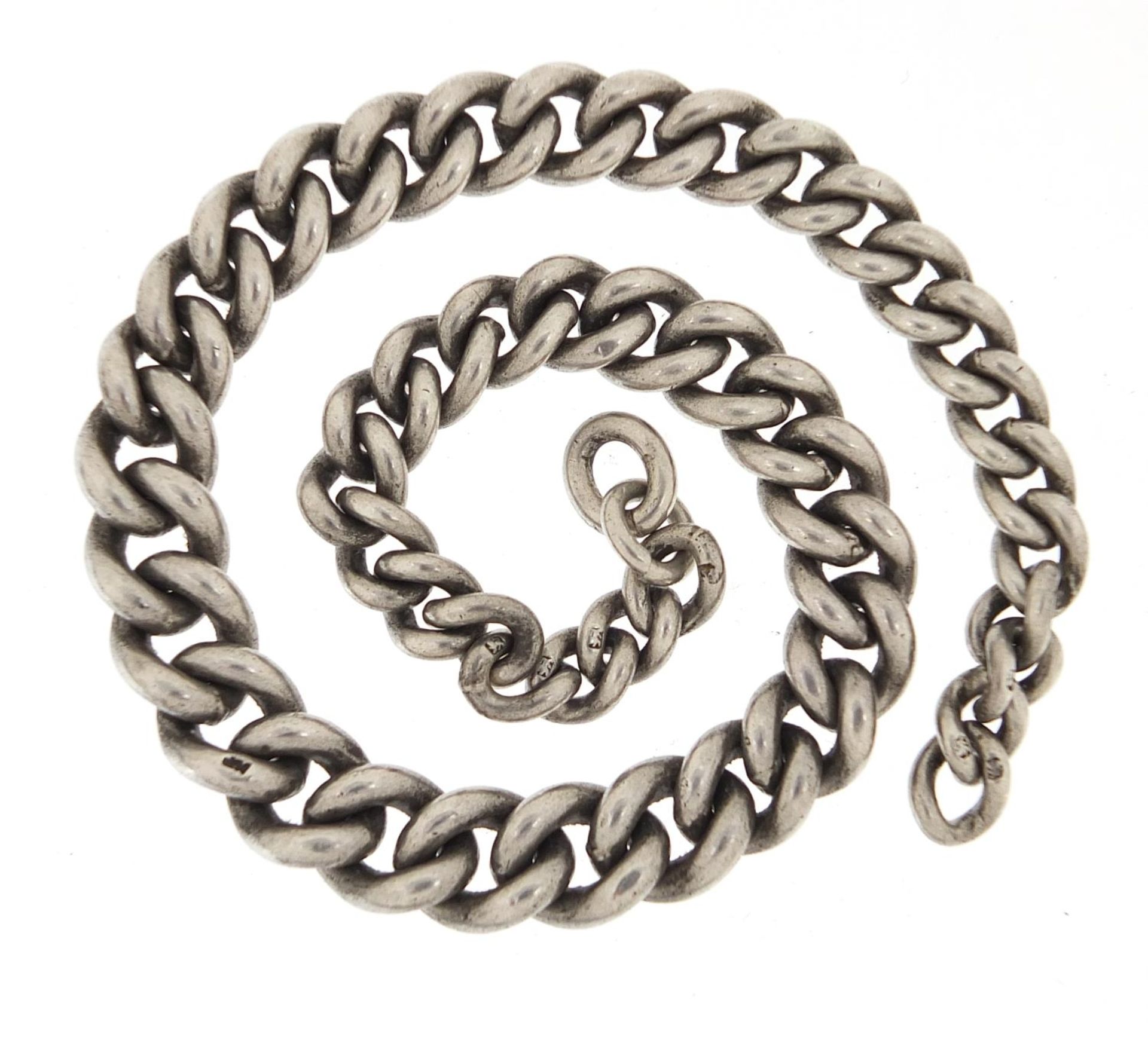 Graduated silver watch chain, 26cm in length, 49.4g