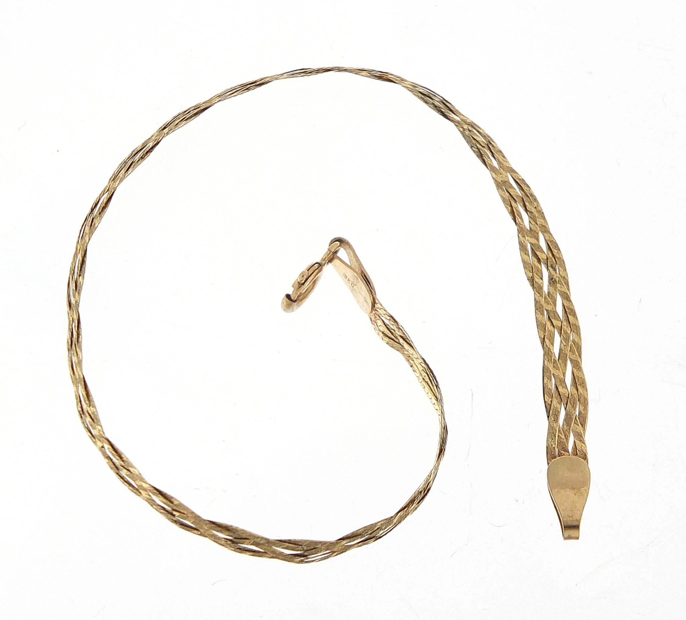 9ct gold flat weave bracelet, 17cm in length, 1.7g - Image 2 of 3