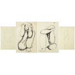 Life drawings, four pencil and inks, each signed T M Lomax, 1967, mounted, unframed, the largest