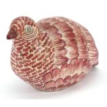 18th/19th century hand painted pottery partridge, possibly continental, 17.5cm in length