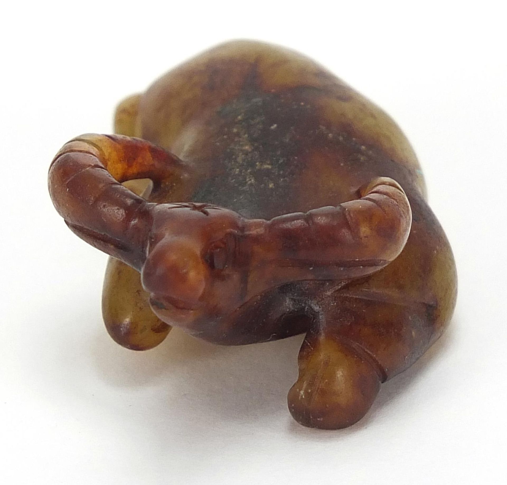 Chinese russet jade carving of a water buffalo, 5cm in length - Image 2 of 7