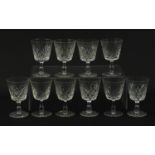 Set of ten Richardson cut crystal glasses, 11cm high
